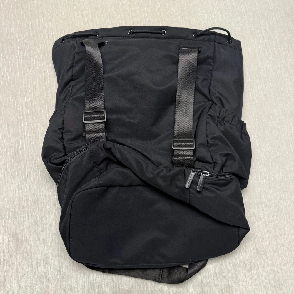 Beyond Yoga Backpack Tote Black Lined Convertible Gym Cinch Drawstring Travel
